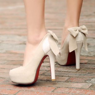 大码32/33/40/41/42/43码后蝴蝶结高跟单鞋JGB2015N010166