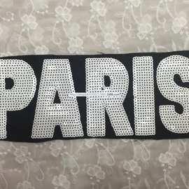 圣诞布贴 字母布贴补丁贴 衣服贴 paris布贴 白色亮片布贴黑底