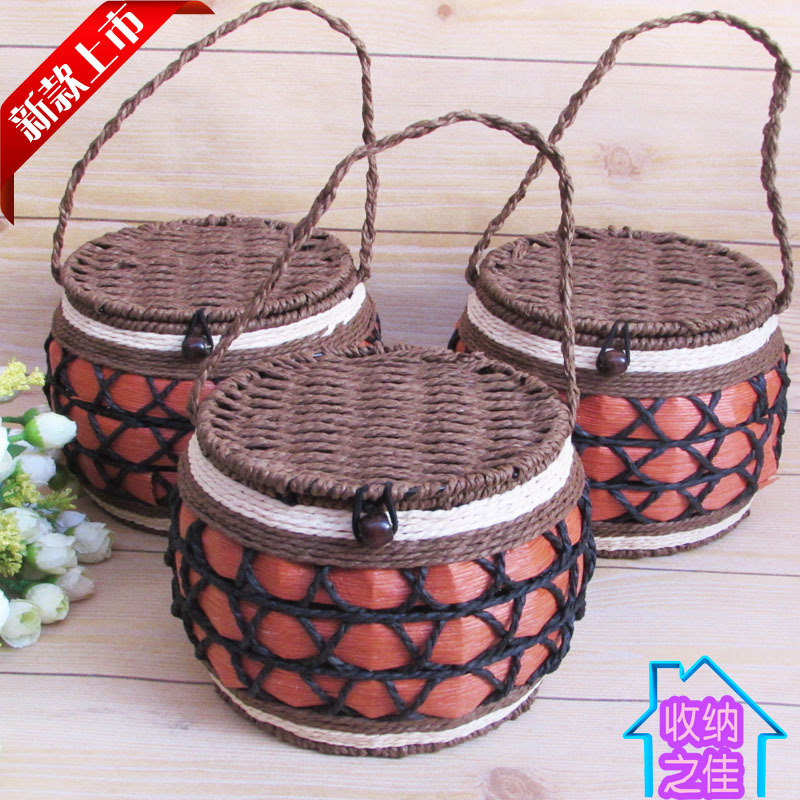 仿藤编织一斤装茶叶盒茶叶盅收纳罐