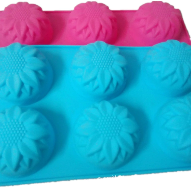 Factory direct selling DIY silicone 6 connected sun flower baking mold cake mold baking tool