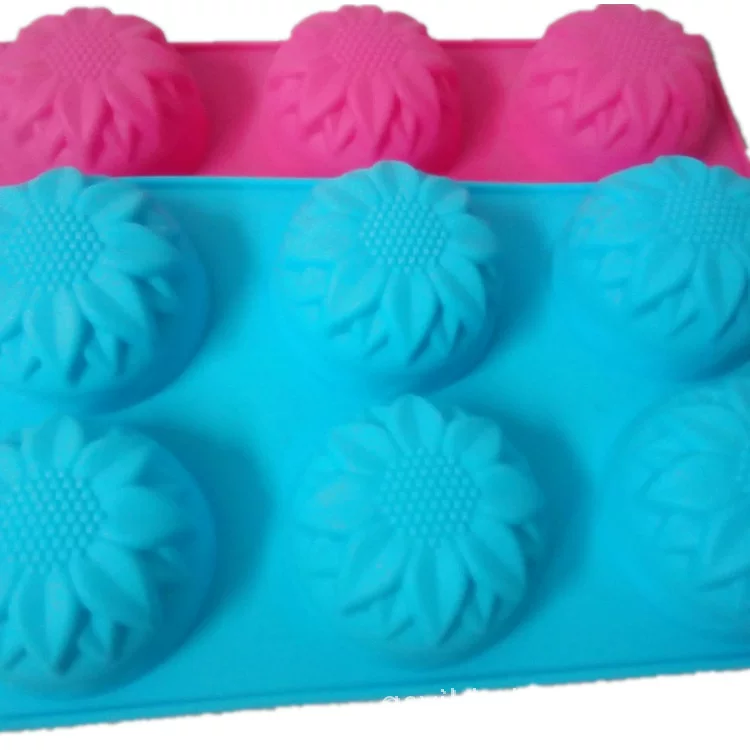 Factory direct selling DIY silicone 6 connected sun flower baking mold cake mold baking tool