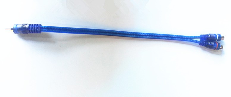 亨特生 汽车一分二音频线 兰织网一分二 汽车音频信号线