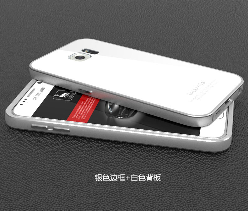 Luphie Aircraft Aluminum Metal Frame 9H Tempered Glass Back Cover Case for Samsung Galaxy S6 G9200
