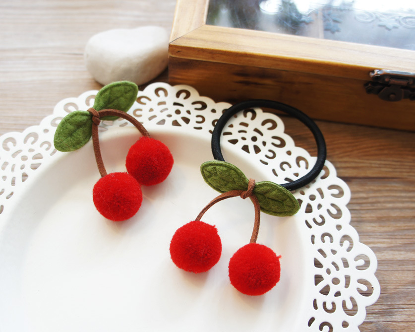 Korean Cute Style Simple New Cherry Hair Ring display picture 1