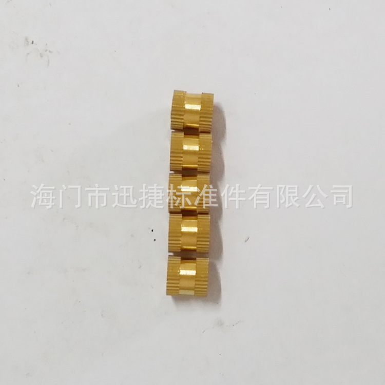 南通迅捷供应GBDIN标准铜嵌件 3*16  M4铜嵌件双筒滚花铜螺丝批发