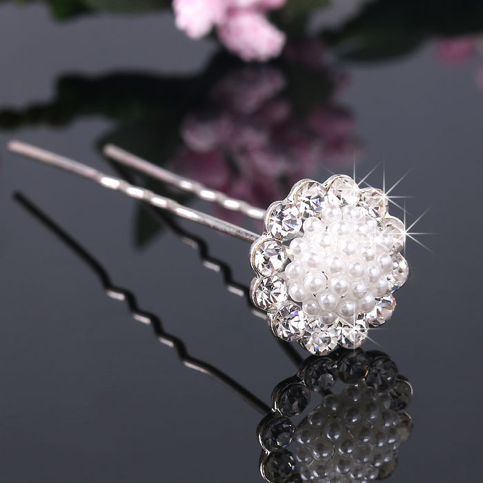 笑明仿珍珠水钻发叉新娘盘发发簪结婚头饰U型发簪 1309261|ru