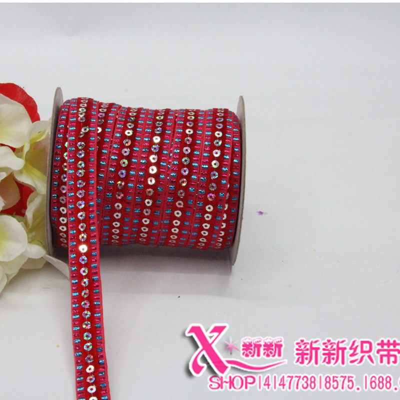 1.2CMDIY包装喜糖盒配件 丝带 高档绒葱带 踩亮片丝带批发