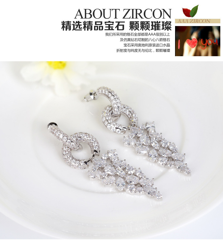 Jinse Aaa Zircon Boucles D'oreilles Ne Tombent Pas Boucles D'oreilles Européenne Et Américaine De La Mode Exagérée Bijoux Usine En Gros Femelle display picture 6