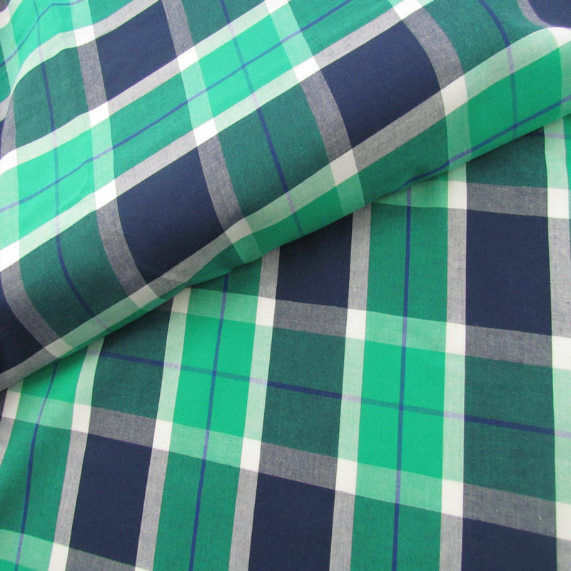 春夏新款衬衫面料 纯棉色织格子面料 苏格兰风青年衬衫格子布料