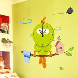 【厂家热销】MFS-004 赶集鸟 创意圆盘时钟贴 PVC墙贴 一张
