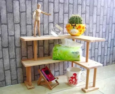 创意家居书房卧梳妆台室实木木制厨房置物架/转角架|ru