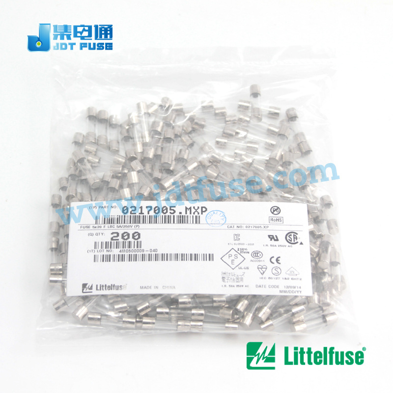 力特Littelfuse 5x20玻璃管保险丝0217005.HXP电流保护5A250V