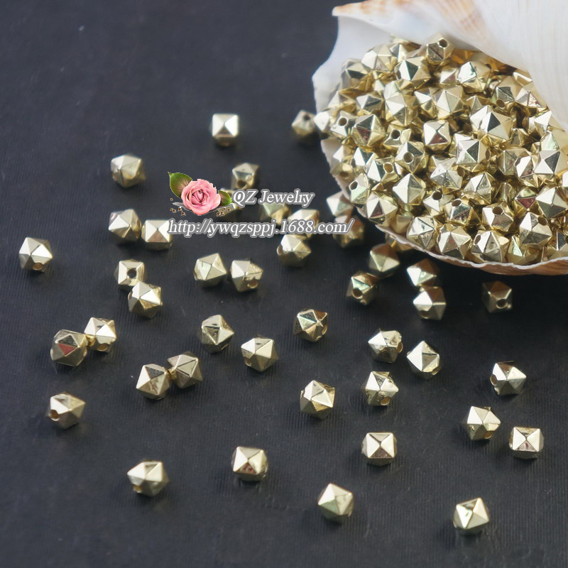 6mm gold electroplated three-dimensional square beads for luggage, shoe buckles, clothing electroplated beads and accessories wholesale square beads detail image 3