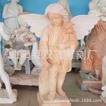 曲陽石雕廠家供應晚霞紅西方人少女 精品小天使擺件