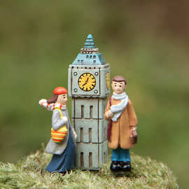 经典卡通非诚勿扰米乐情侣钟楼重逢款手办DIY百搭微景观造景公仔