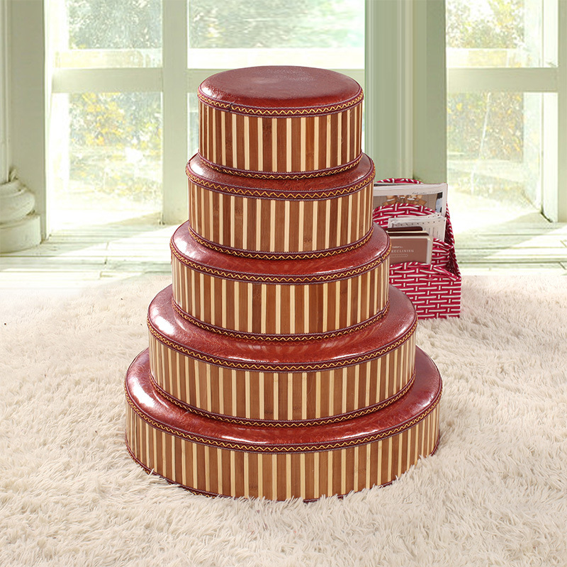 Shoe changing stool Sitting pier Zuodeng fashion Paper pier Round stool Low stool Chairs &amp; Stools solid wood Baidunzi Footstool Stool