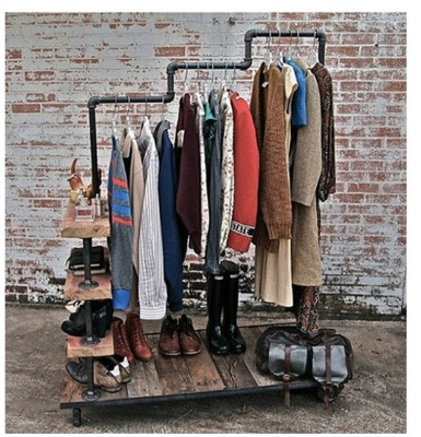 American style Retro Clothing rack Clothes hanger Coat rack couture goods shelves Iron art Do the old Water pipe Clothing display