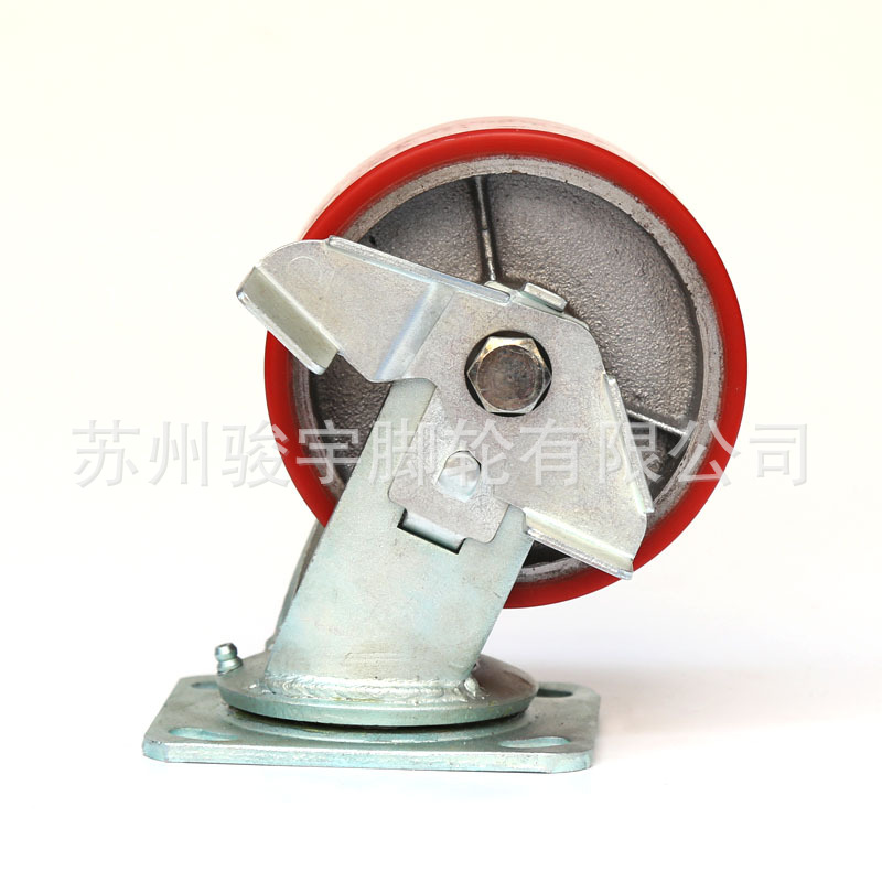 厂家供应 重型PU脚轮 工业脚轮5寸万向脚轮带刹车