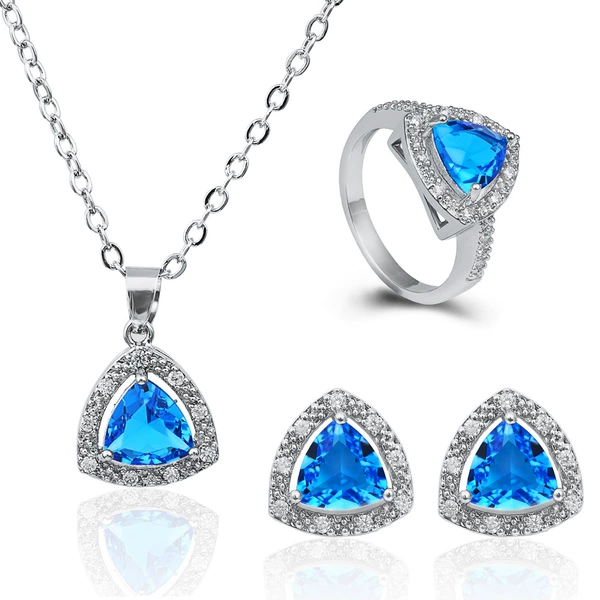 Earrings, necklace, ring, set, 3 piece set