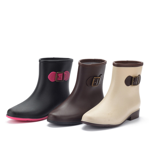 Fashionable high-end rain boots thickened women's non-slip PVC mid-calf Martin rain boots waterproof shoes rubber shoes overshoes snow boots