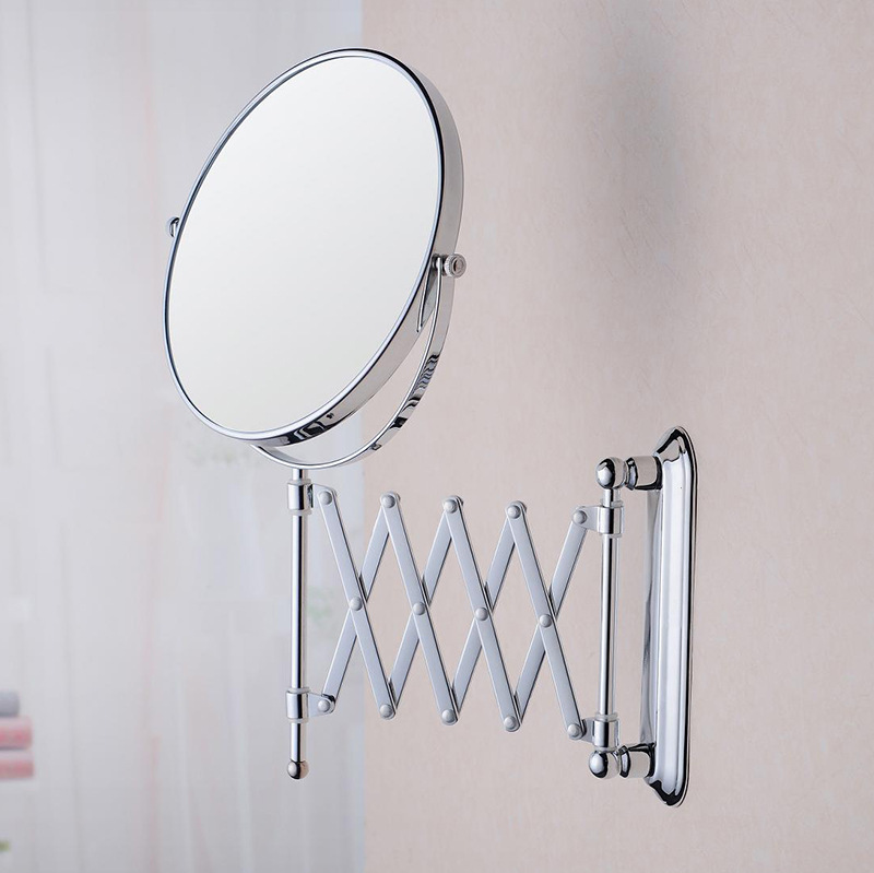 铜边框可折叠式8寸壁式美容镜 双面壁式化妆镜 折叠壁镜 可伸拉