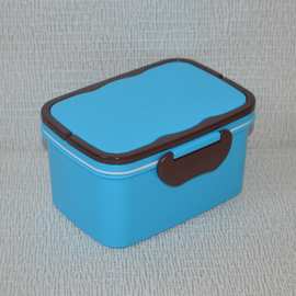 塑料双层手提方形饭盒（高身）午餐盒可微波配叉勺