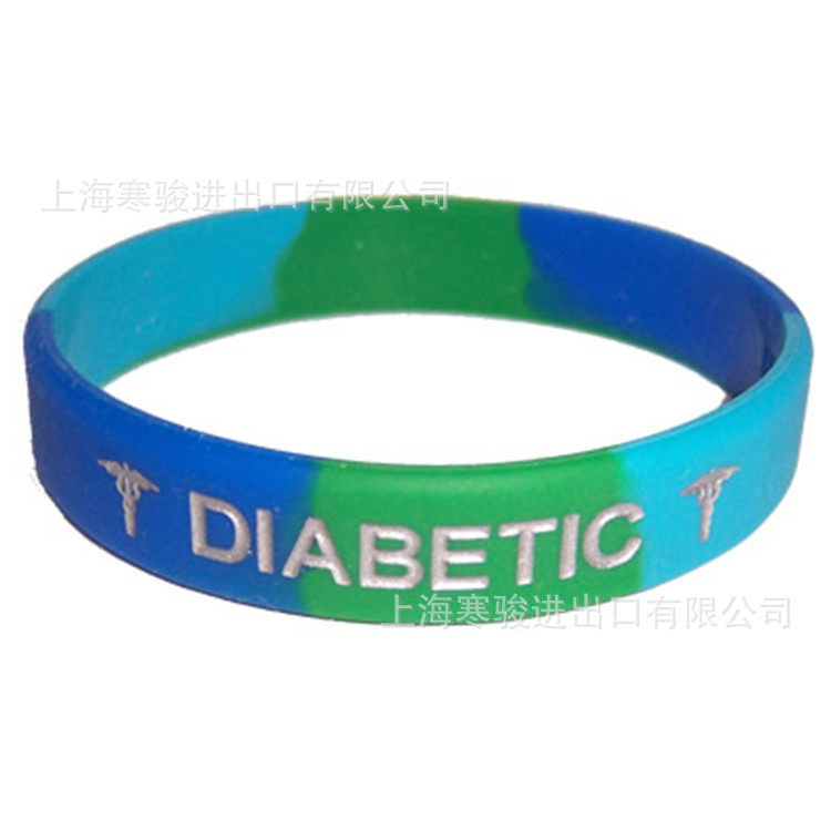 分段色 medical alert diabetic 硅胶手环