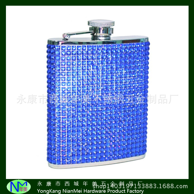 高品质镶钻不锈钢酒壶，贴钻酒壶