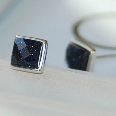 Квадратные серьги, модный аксессуар, проба серебра 925, корейский стиль