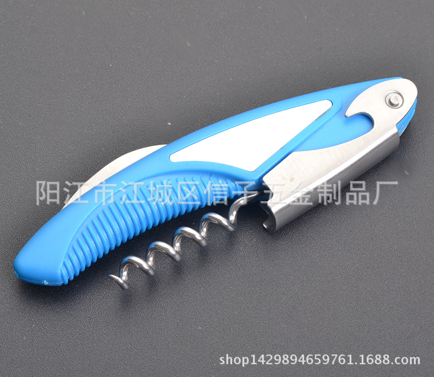 红酒瓶形 户外开瓶器 电咏钢柄四开多功能不锈钢小刀多功能开瓶器