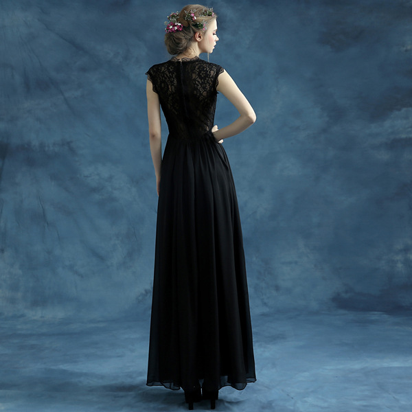 Wholesale 2025 New Black See-Through Backless Dinner Banquet Annual Meeting See-Through Wedding Dress Host Performance Dress