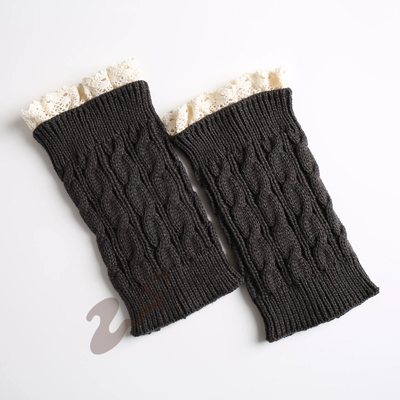 Knit Gaiters Leg Warmers, 100% Acrylic, Short Lace Cuff, Demi‑season Short Boot Socks