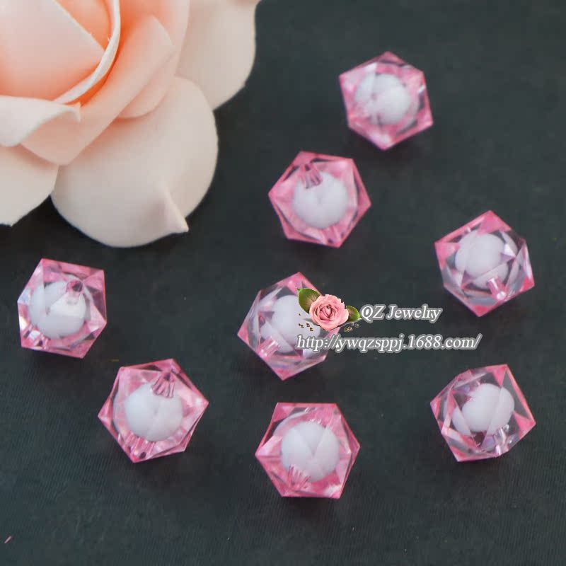 正方形串珠材料/亚克力珠子/diy手工串珠/珠子批发【方块珠中珠】详情图5