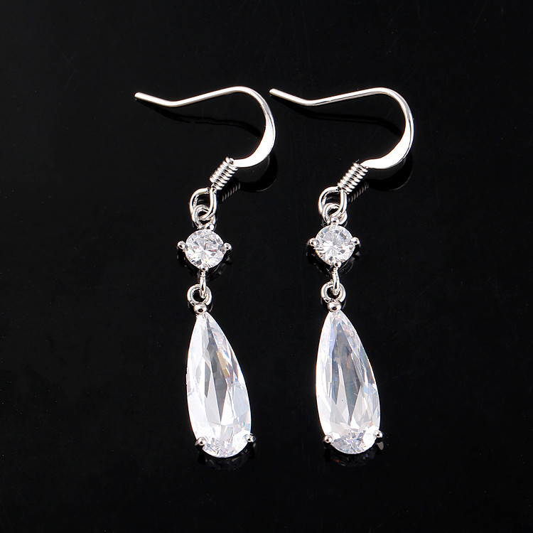 1 Pair Ig Style Simple Style Water Droplets Plating Inlay Copper Alloy Zircon Drop Earrings display picture 4