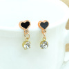 Little Peach Heart Earrings the republic of korea fashion high-grade Ear hanging box-packed Plastic Earloop Korean Edition Rhinestone Ear Studs One piece On behalf of