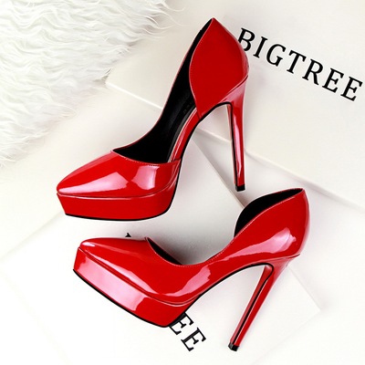 9266-8 han edition fashion simple shoes high heel with waterproof Taiwan shallow pointed mouth