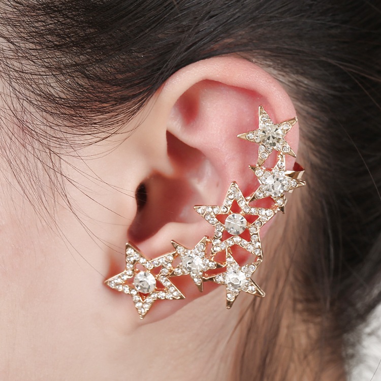 Crystal Star Exaggerated Earrings display picture 5