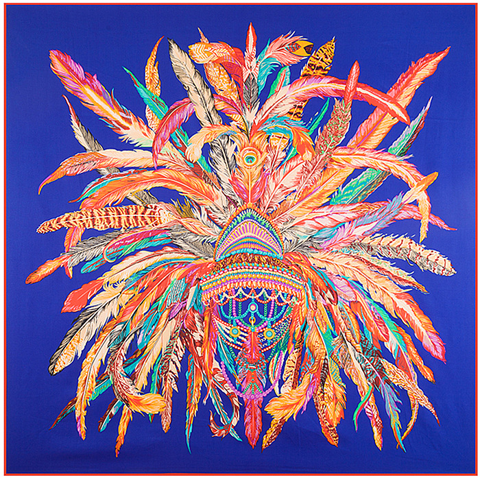 Women'S Gender Indian Feather Crown Ladies Twill Square Scarf Silk Scarf Shawl Scarf Headscarf
