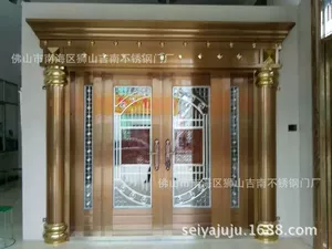 Фабрика дверей из нержавеющей стали Фошань Цзинань производит роскошные четырехдверные двери из нержавеющей стали 304 цвета.