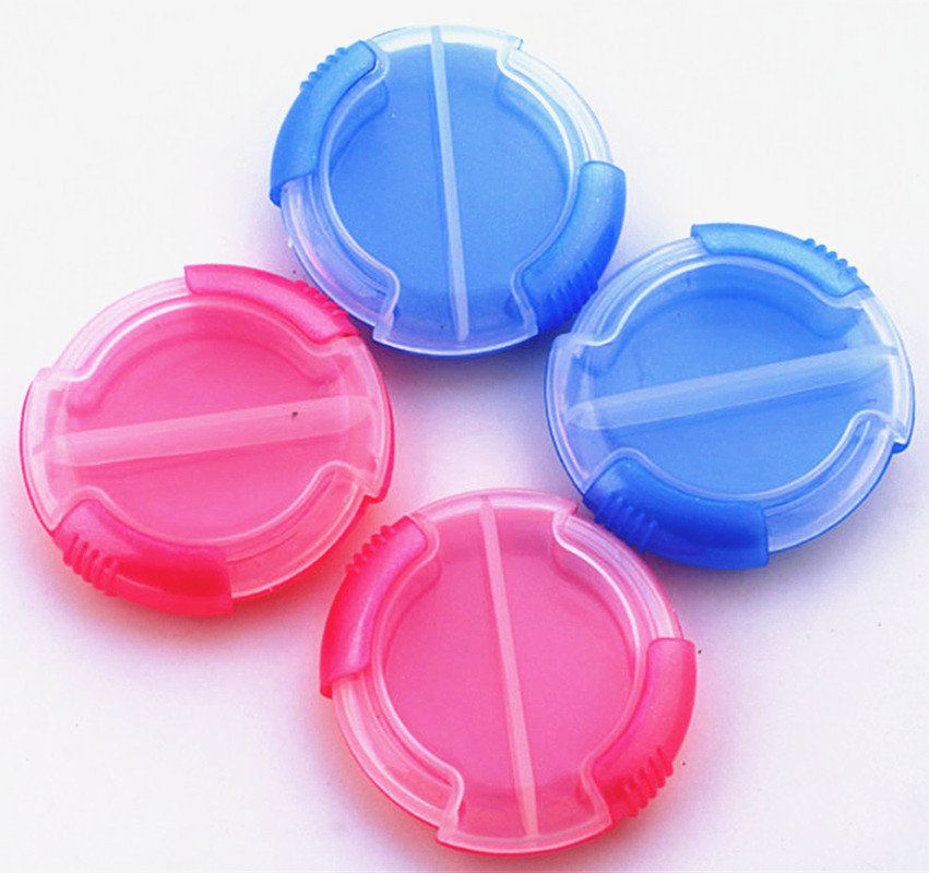 Likelai round 2-grid pill plastic box advertising pill box sliding cover double-grid pill box candy storage box