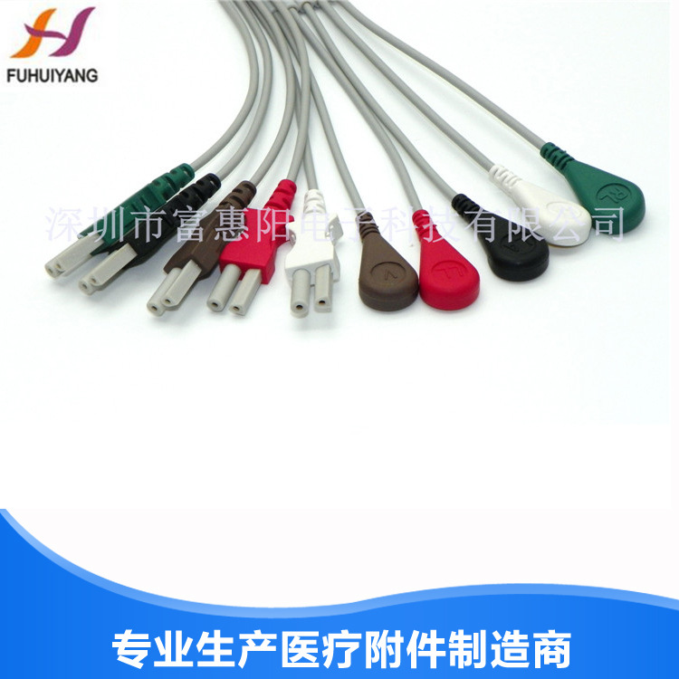 兼容太空监护仪5导心电导联线 ，病人端监护仪心电线TPU材质