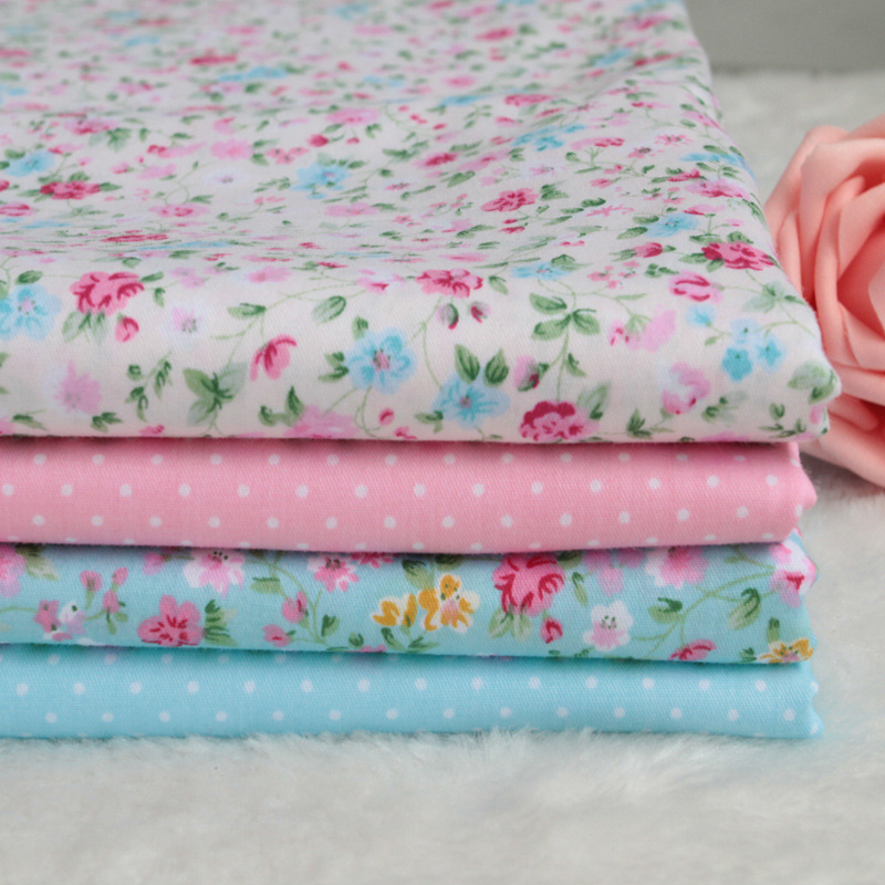 纯棉布料 韩版粉色小碎花水玉点点圆点波点AB版 全棉斜纹面料批发