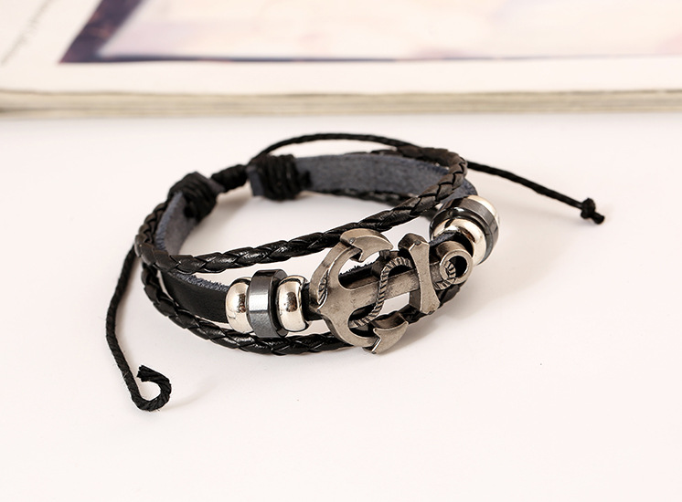 Beaded Anchor Leather Bracelet Wholesale Fashion display picture 3