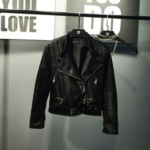 欧洲站2022春装新款女士机车夹克pu皮名媛风气质修身皮衣