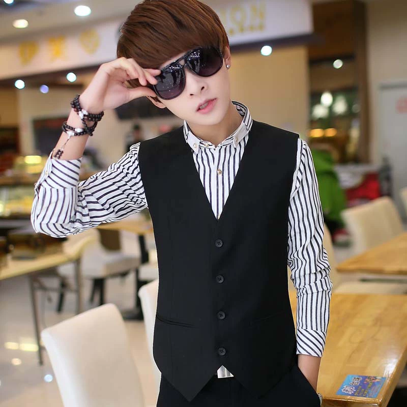 Осенний жилет, костюм для отдыха, slim fit, V-образный вырез