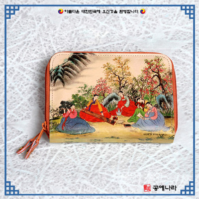 韩国民间工艺品 皮质钱包手包 马皮包四角钱包 马皮包拉链包|ms