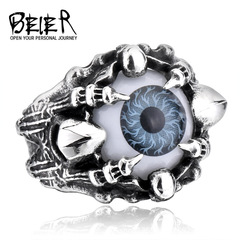 beier個性另類時尚飾品批發 惡靈骷髏眼睛戒指 霸氣男士眼球指環