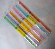 水晶针毛线针/围巾针/带头塑料彩色棒针粗线棒针4-10号 35CM