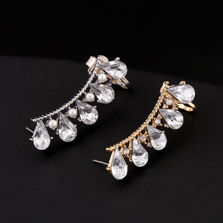 Pearl Zircon Crystal Diamond Ear Clip display picture 1