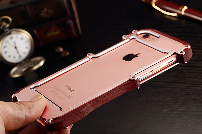 R-Just Light Slim Timber Aluminum Metal Wood Bumper Case Cover for Apple iPhone 6S Plus/6 Plus & iPhone 6S/6